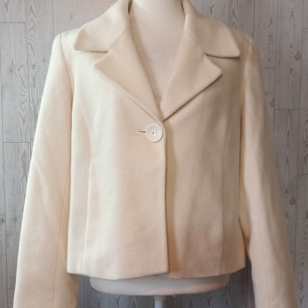 Josephine Chaus Ivory Blazer Jacket Women's Size 10 Cashmere and Wool